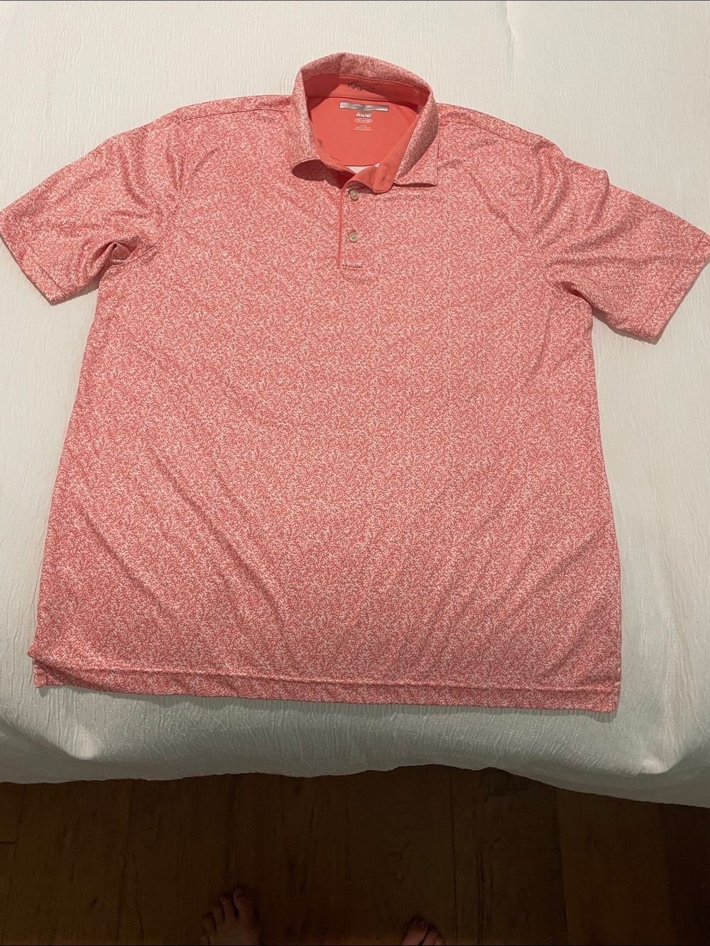 Greg Norman Collection Coral Printed Short Sleeve Polo